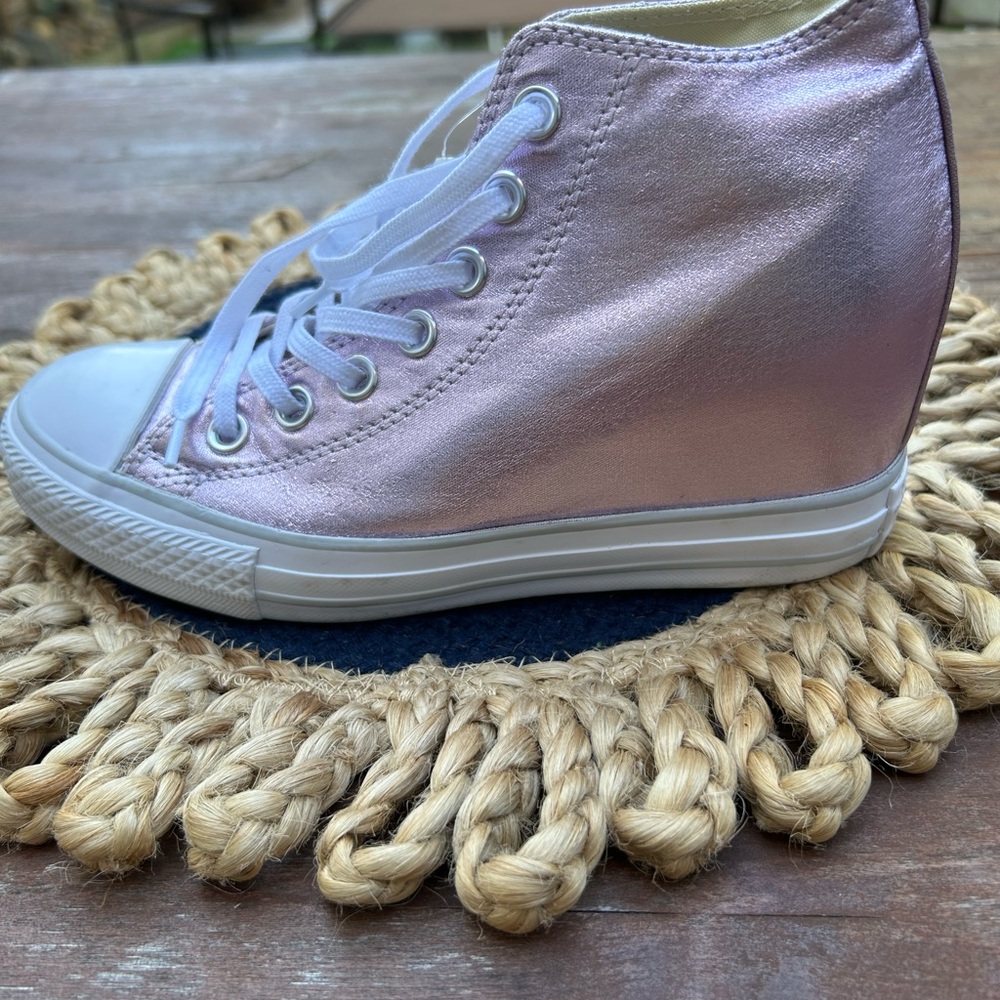 Women's Pink High-Top Wedge Sneakers